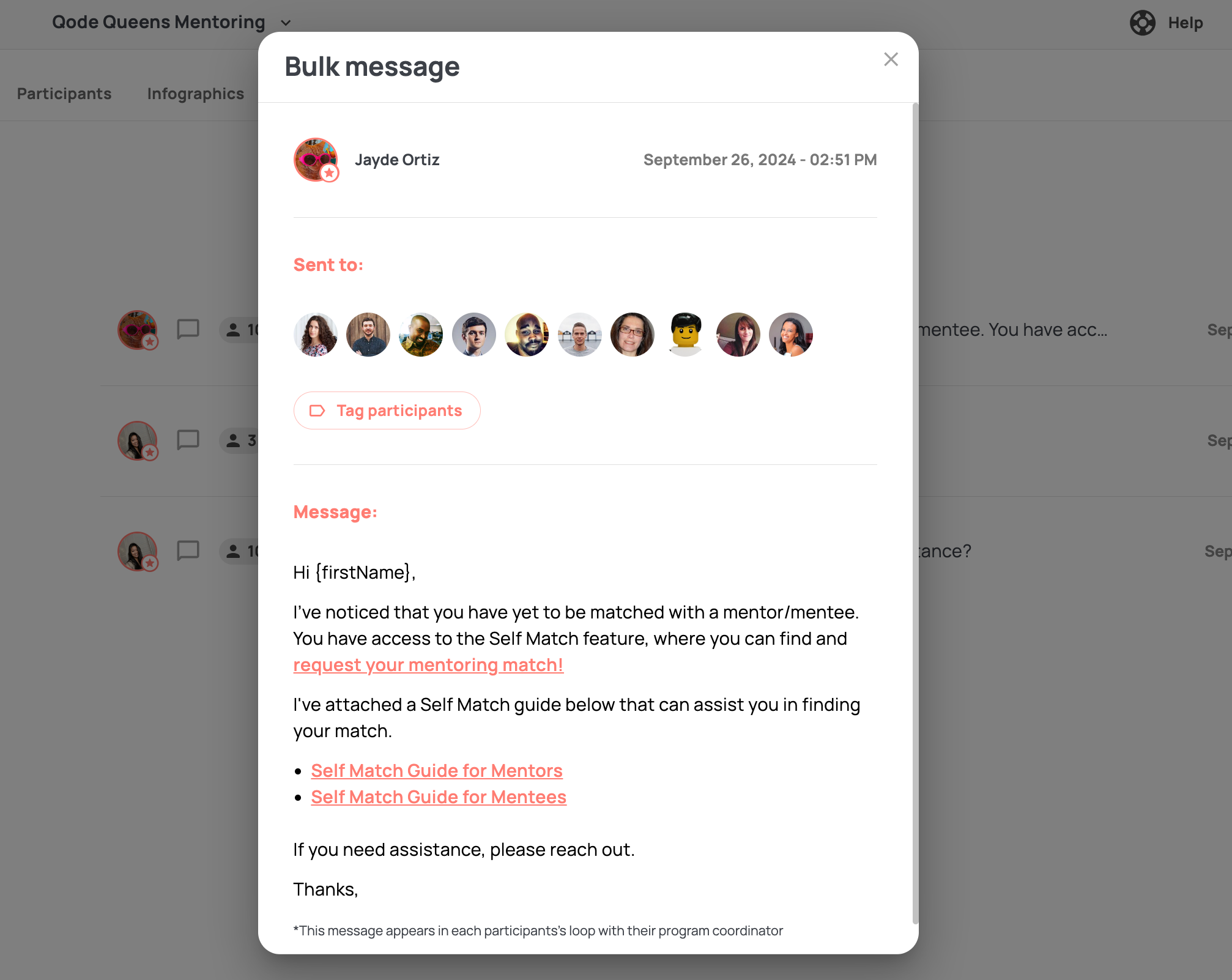 Select the bulk message for more information