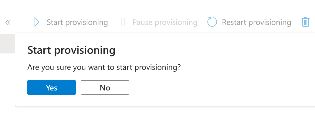 Start provisioning